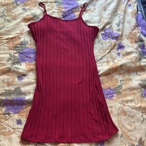 SHEIN Red Ribbed Tie Front Mini Dress